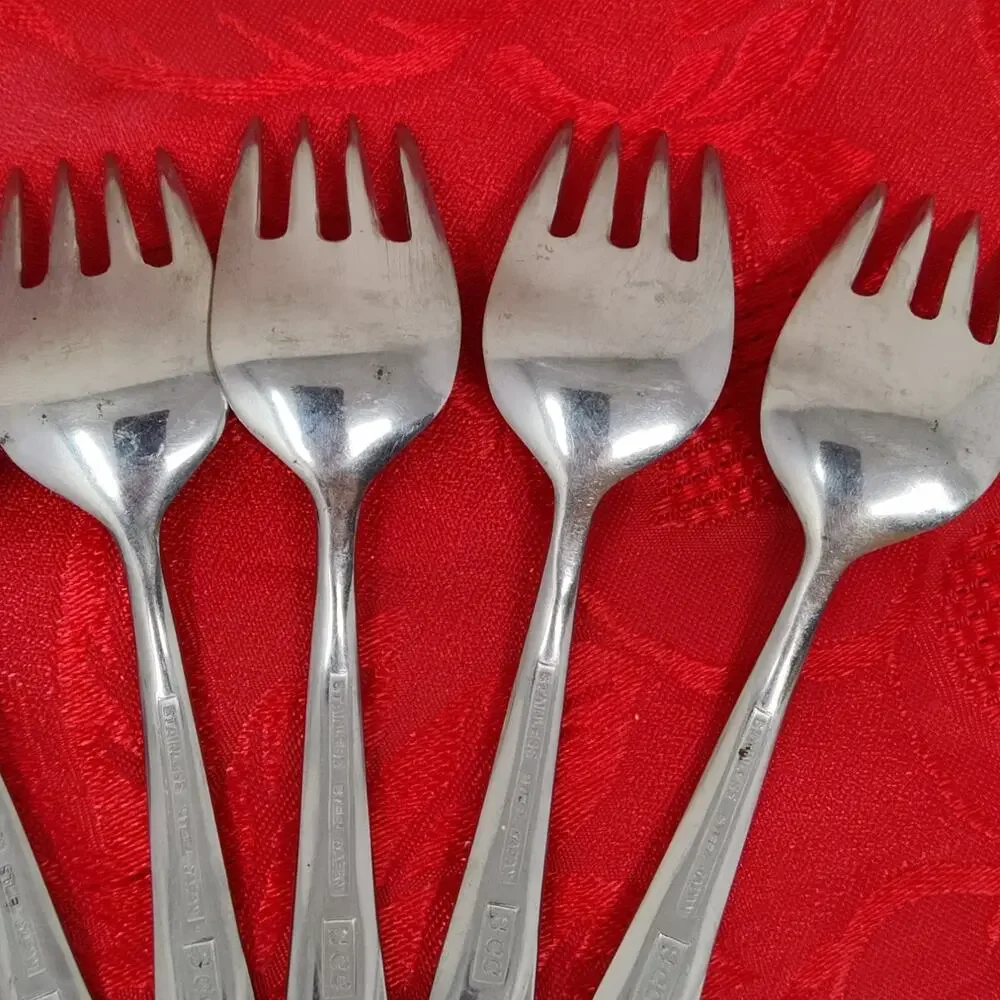 8X SF Towle SCC Supreme Cutlery Stainless Japan TWS110 Curved Tip Salad Forks